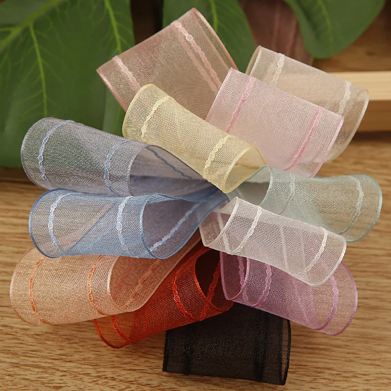 Organza Craft Ribbon Bows Florist Poly Mesh Decorative Tape 1.5