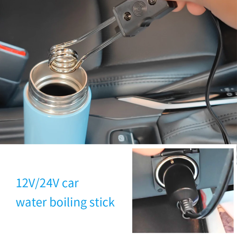 12V 24V Portable Electric Car Immersion Water Heater for Travel Camping Picnic Mini Boiler Hot Water Coffee Immersion Travel