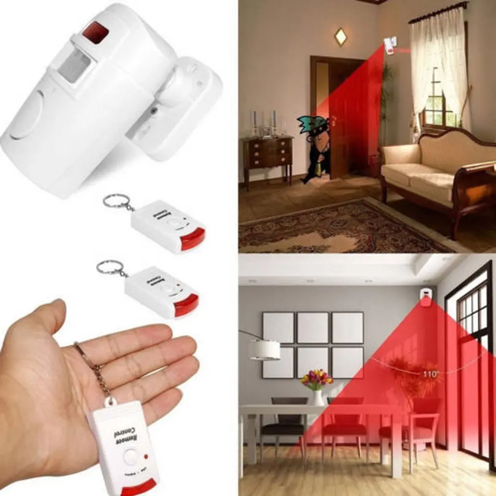 Wireless Remote Controlled Mini Alarm with IR Infrared Motion Sensor Detector & 105dB Loud Siren For Home Security Anti-Theft