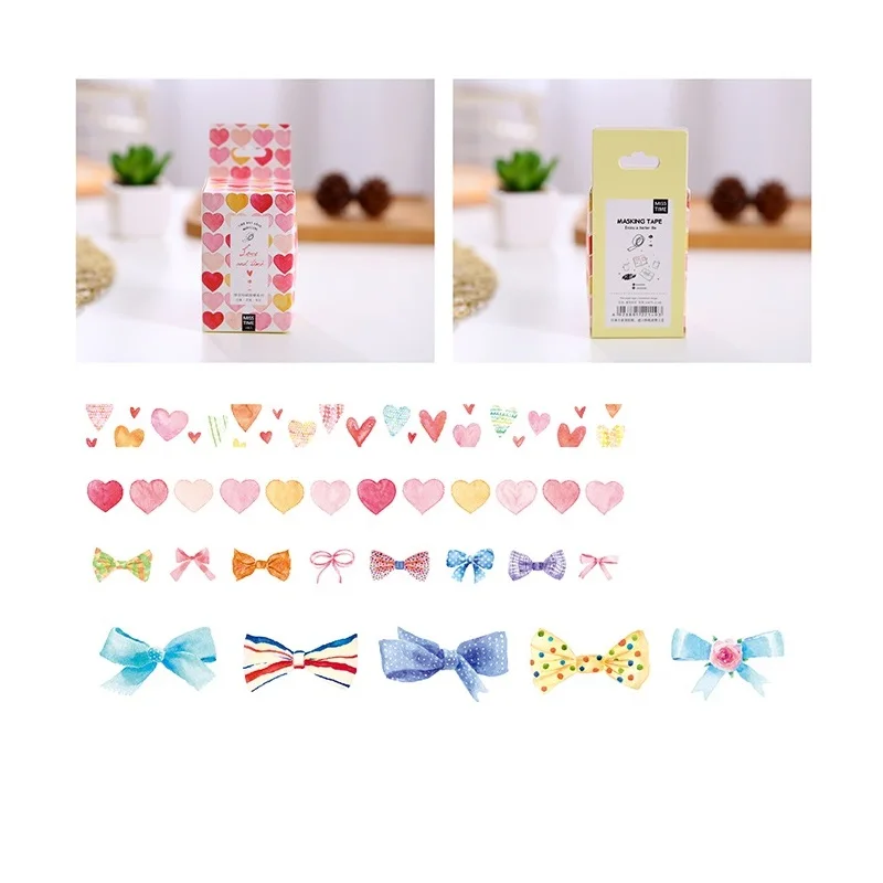 4pcs Time and Love Washi Tape Set Love Bowknot 3+1 DIY Adhesive Paper Masking Tapes for Diary Album School A6318