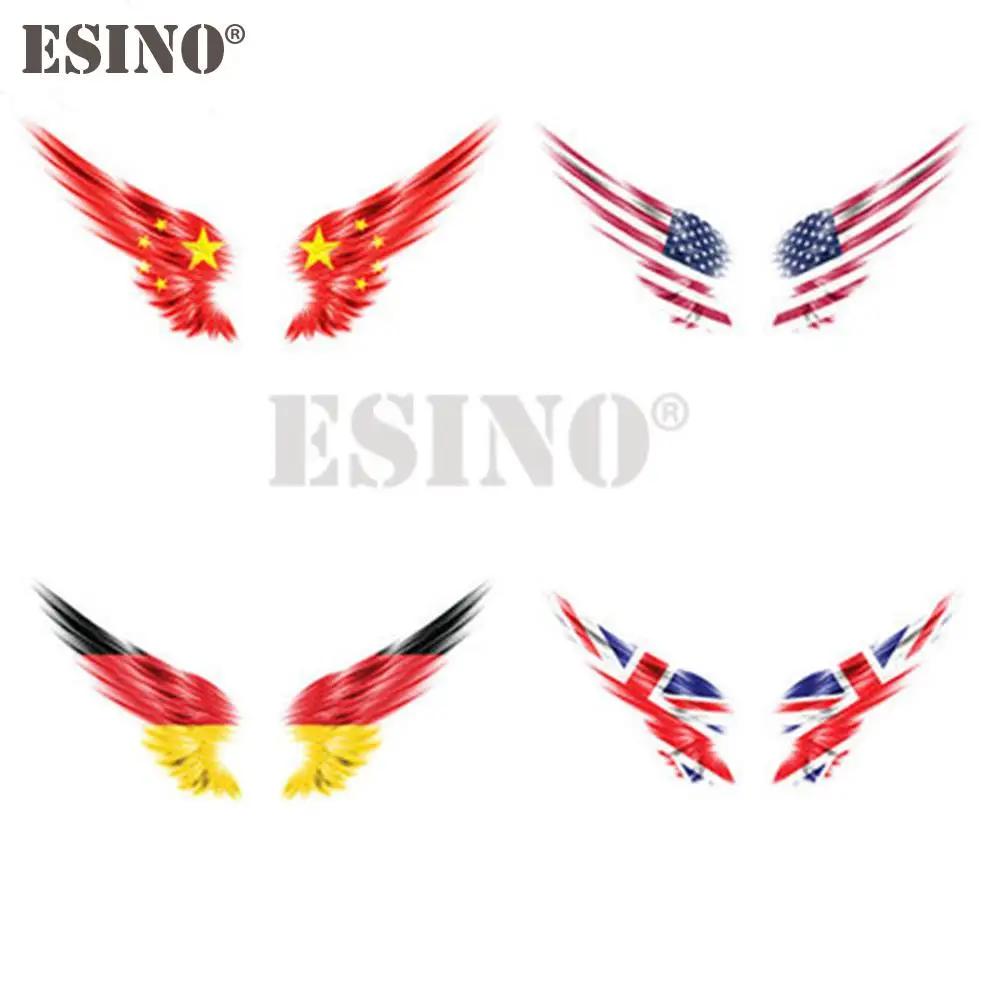 2 x Car Styling Wing National Flag China America Germany UK Decorative Sticker Cartoon PVC Decal Waterproof Body Pattern Vinyl