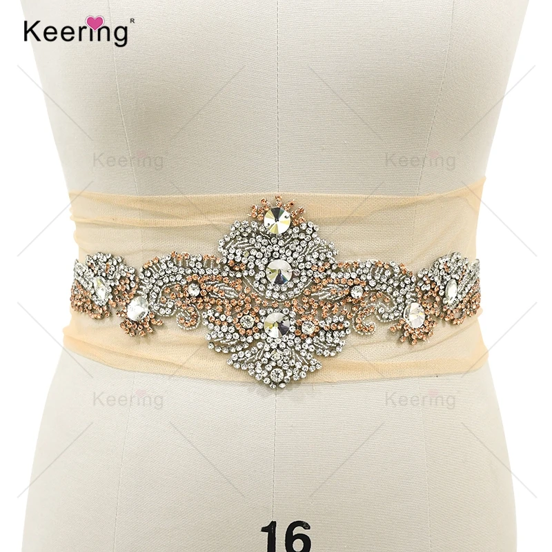 

Hand-Made Rhinestone Applique for Wedding Belt, Elegant, WDP-279