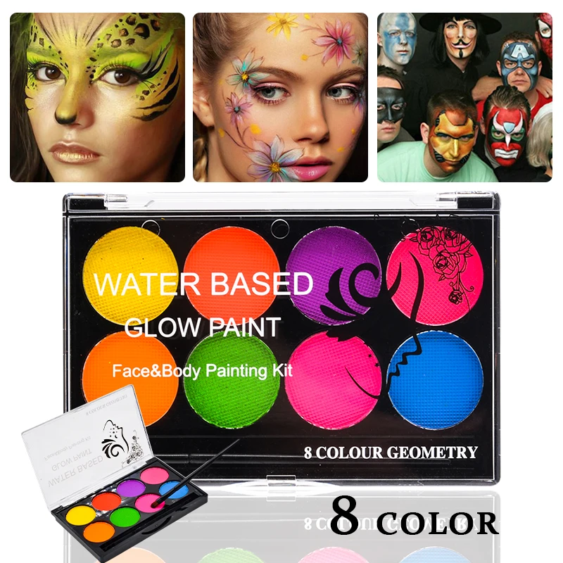 

8 Colors Fluorescent Face Body Art Paint UV Glow Oil Painting Halloween Party Fancy Dress Beauty Makeup Tool