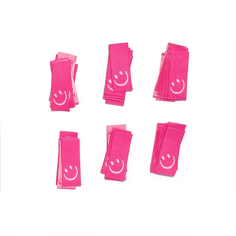 50Pcs 11Colors Smile Embroidery Labels For Handmade Garment Tags Kids Clothes Care Bags DIY Supplies Sewing Accessories 1.5x4cm