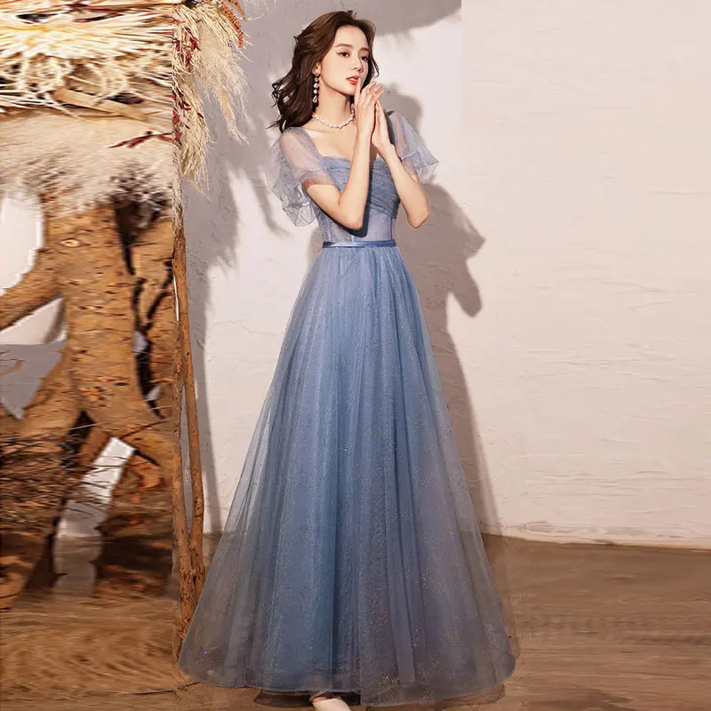 New Style Square Collar Prom Dresses A-line Floor Length Gowns платье на выпускной Robe De Soirée De Mariage