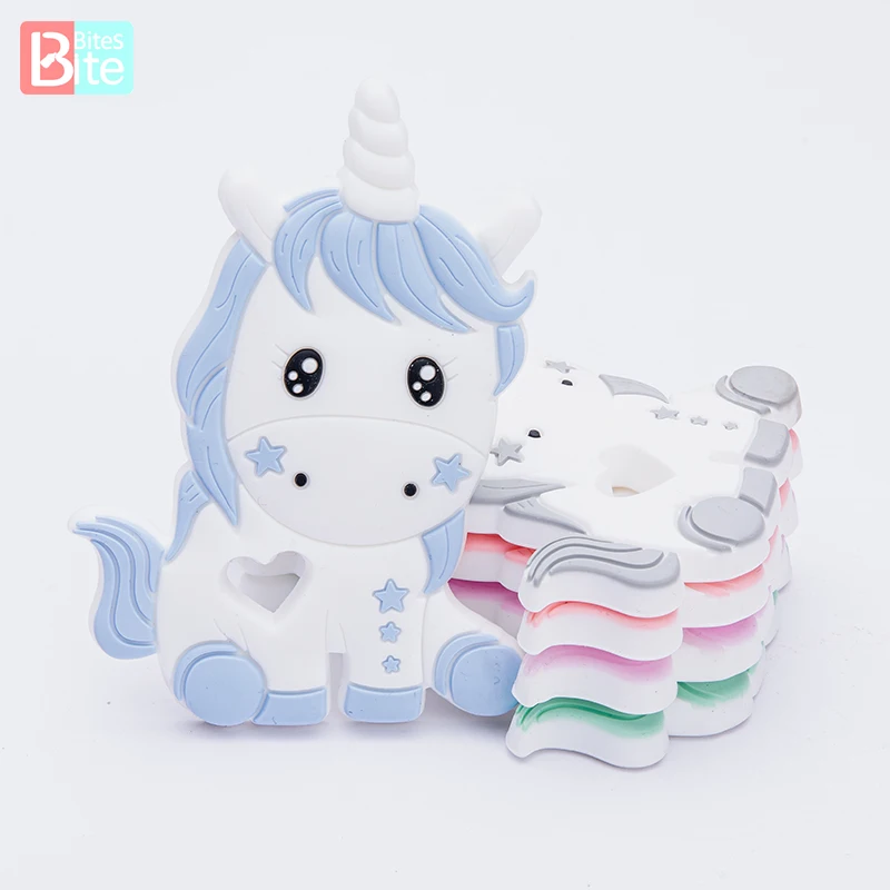 

Bite Bites 10PCS/5PCS Baby Silicone Teethers Cute Cartoon Horse Beading DIY Food Grade Silicone Free BPA Children Molar Toys