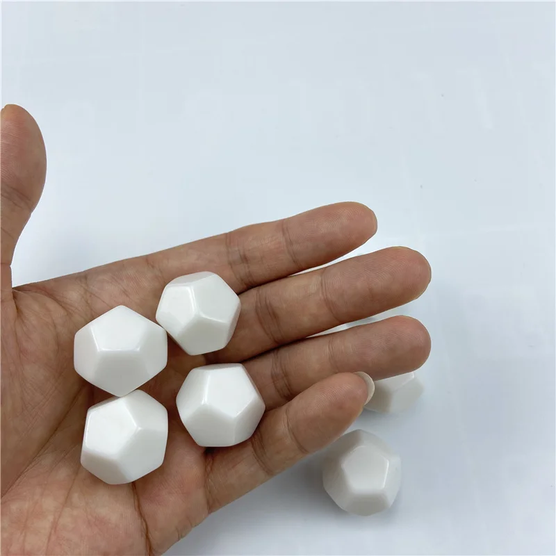 10pcs White 22mm Blank Dice Acrylic Rounded Board game Corner D12 Blank RPG Dice Write DIY Carving Children Teaching Dice