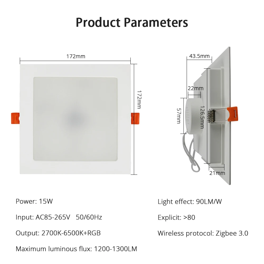 Zemismart Tuya Zigbee inteligentna dioda Led lampa sufitowa RGBCW 15w Downlight z kwadratowy Panel Alexa Google domu Smartthings kontrola aplikacji