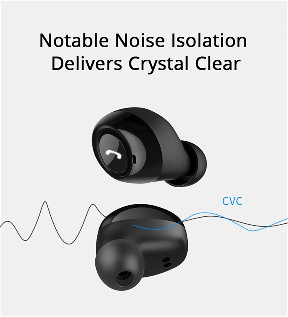 Real Wireless Bluetooth Earbuds Bluetooth 5.0 Binaural Clear Crystal Call Earphone with Charging Box & 100 Hrs Long Standby Time