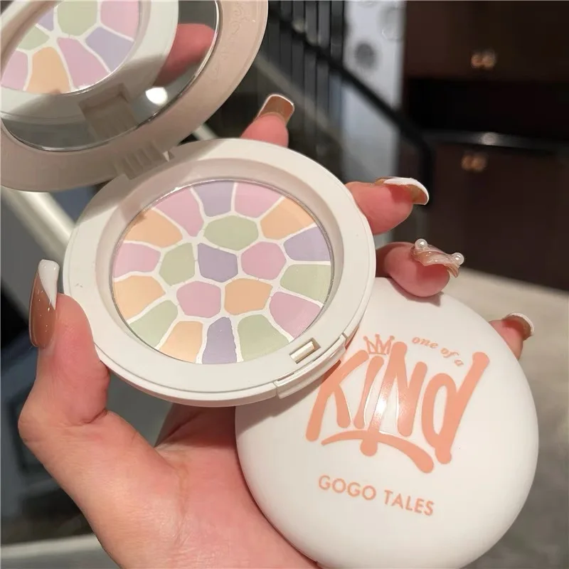 Colorful Petals Pressed Powder Matte Finish Oil-control Brighten Soft Makeup Powder Contour Shimmer Body Base Face Glow Cosmetic