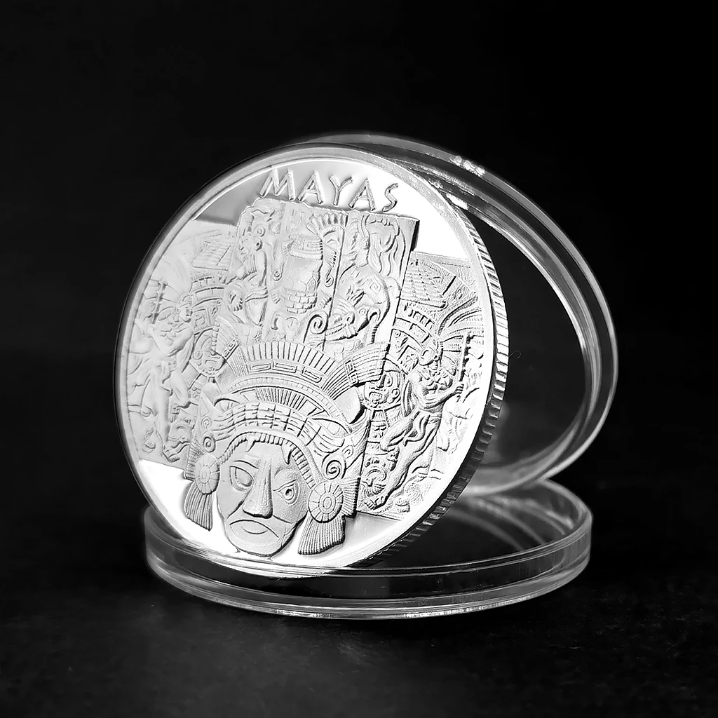 2021 New Maya Silver Commemorative Coins Mexico Pyramid Aztec Prophecy Calendar Medals Mayan Civilization Religion Culture Gifts