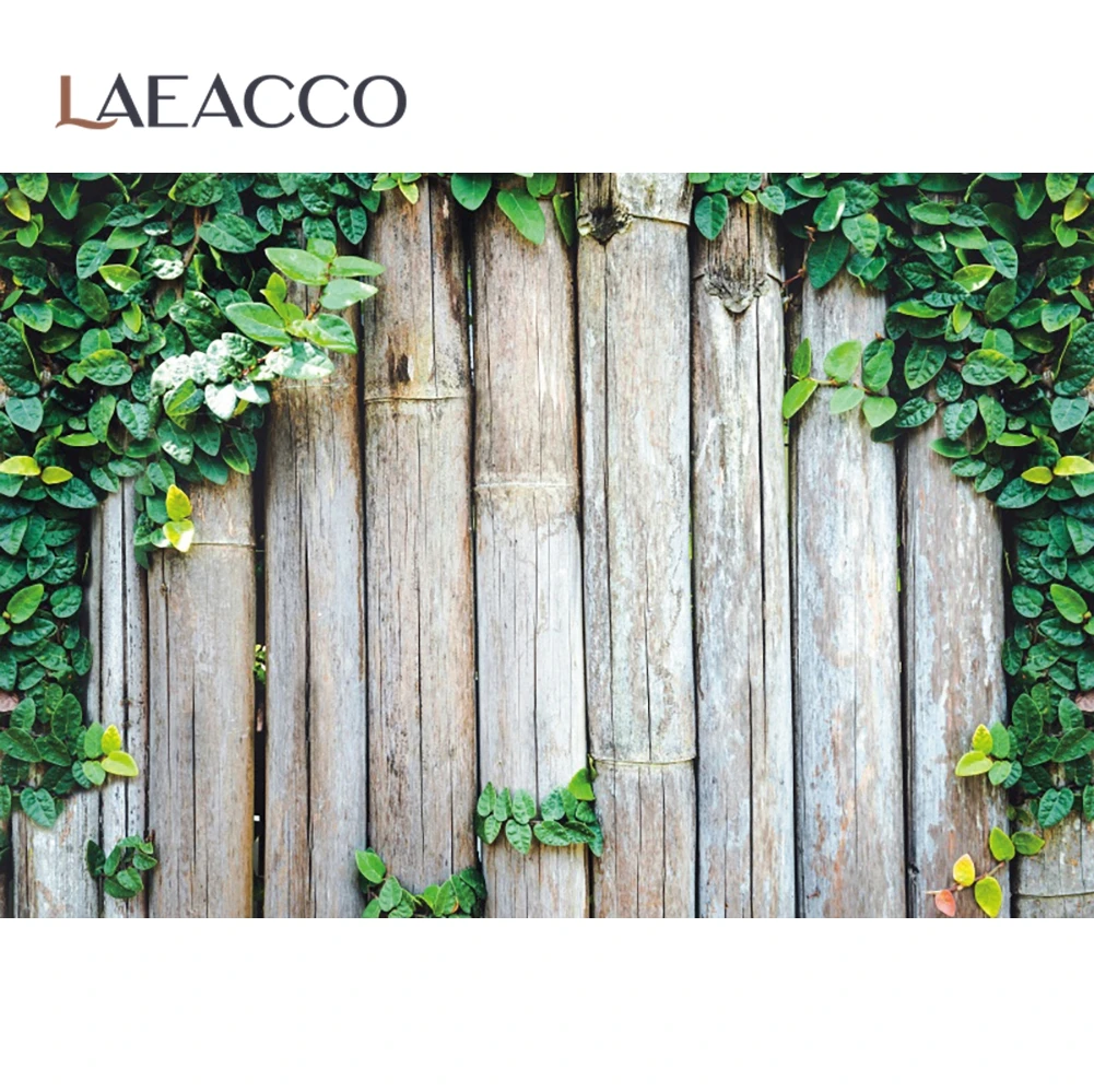 Laeacco Old Planks Wood Board Spring Green Vine Photozone Baby Child Portrait Photographic Background Photo Backdrop Photostudio