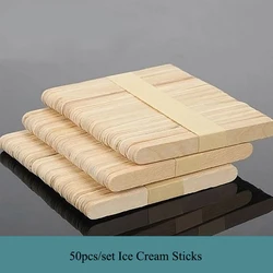 50Pcs/set Ice Cream Sticks Mold Wooden Disposable Ice Cube Stick Mould DIY Crafts Popsicle Block Sticks Ice Molds Accessories