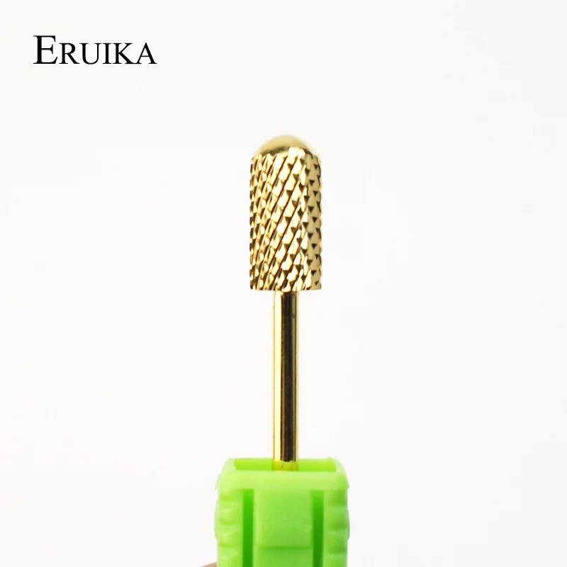 ERUIKA 1pc Ronde Top Carbide Nail Boren Elektrische Manicure Bit Machine Frees Roterende Goud Burr Nail Art Accessoires