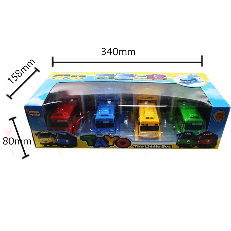 Korean Anime Model Toys The Little Bus Miniature Car Plastic Baby Garage Tayo Bus Birthday Gift for kids 4pcs/set HOT