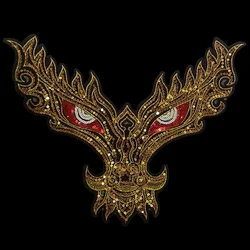 Big Dragon Head Patches Punk Embroidery Clothes Stickers Jacket Backpack Gold Patch Decorate Patch Accessories