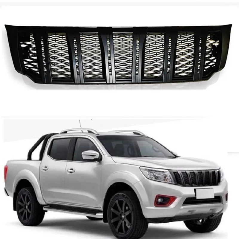 FRONT RACING GRILLS BUMPERS MASK GILL WITH LED DRL  ACCESSORIES ABS MATTE BLACKG RILLE FIT FOR NISSAN NAVAR NP300 2015-2017 CAR