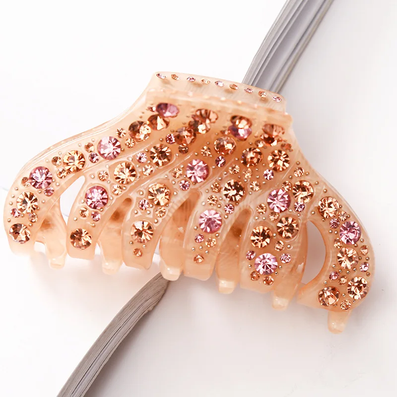 Full Rhinestone Hair Claws Pins And Clips Shinning Crystal Acetate Clasp Crab For Women Thick Long Hair Jewelry Accessory Girl