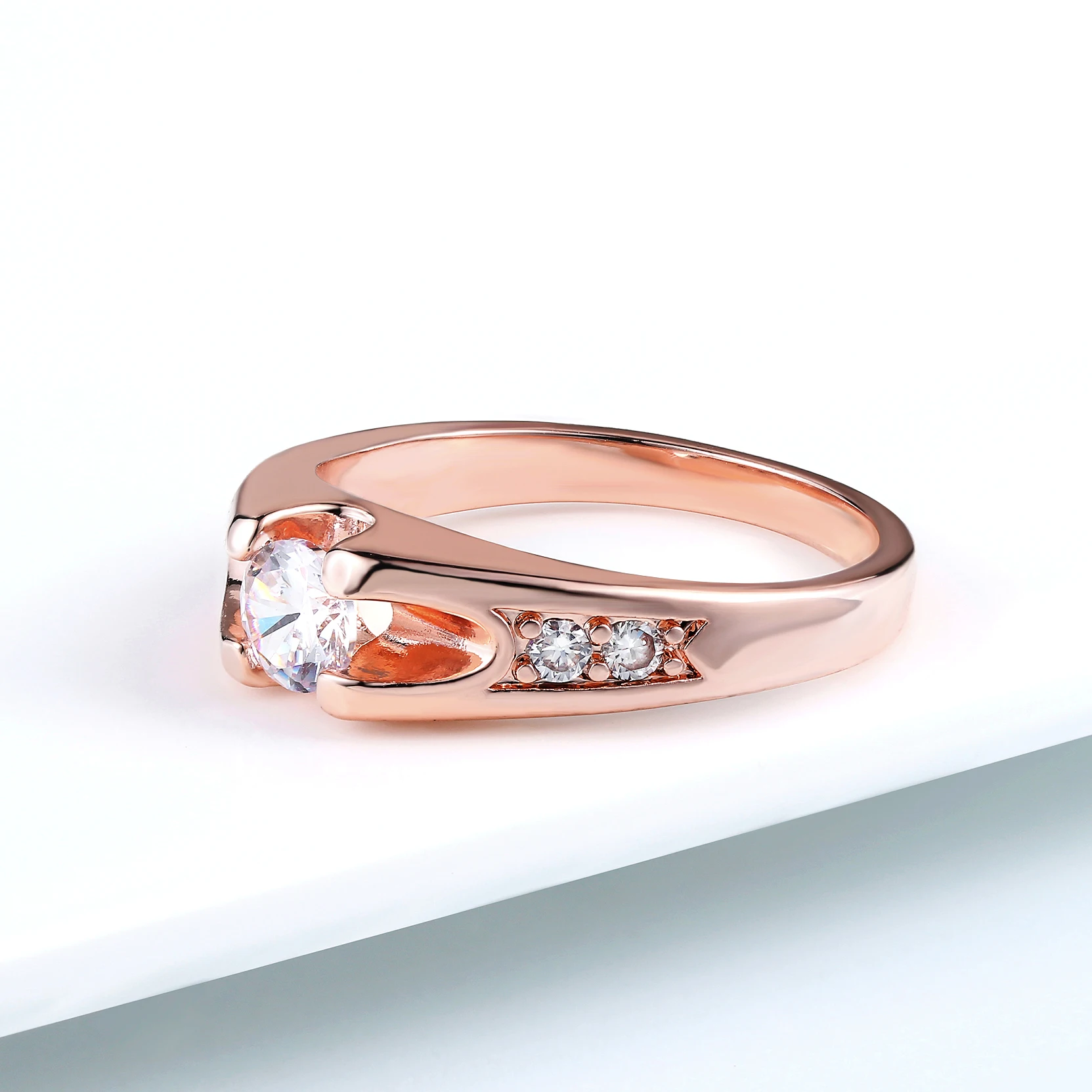 Doppel Fair 0,5 Carat Cubic Zirkon Hochzeit Ringe Für Frauen Rose Gold Engagement Dating Cupple Ring Trend Schmuck Geschenke R249