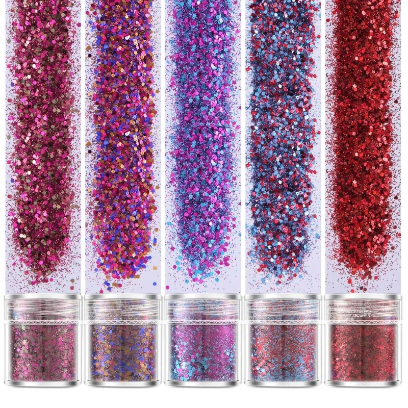 

5Color Chunky Glitter Face Body Hair Epoxy Resin Festival Chunky Hexagons Sequin A0NF