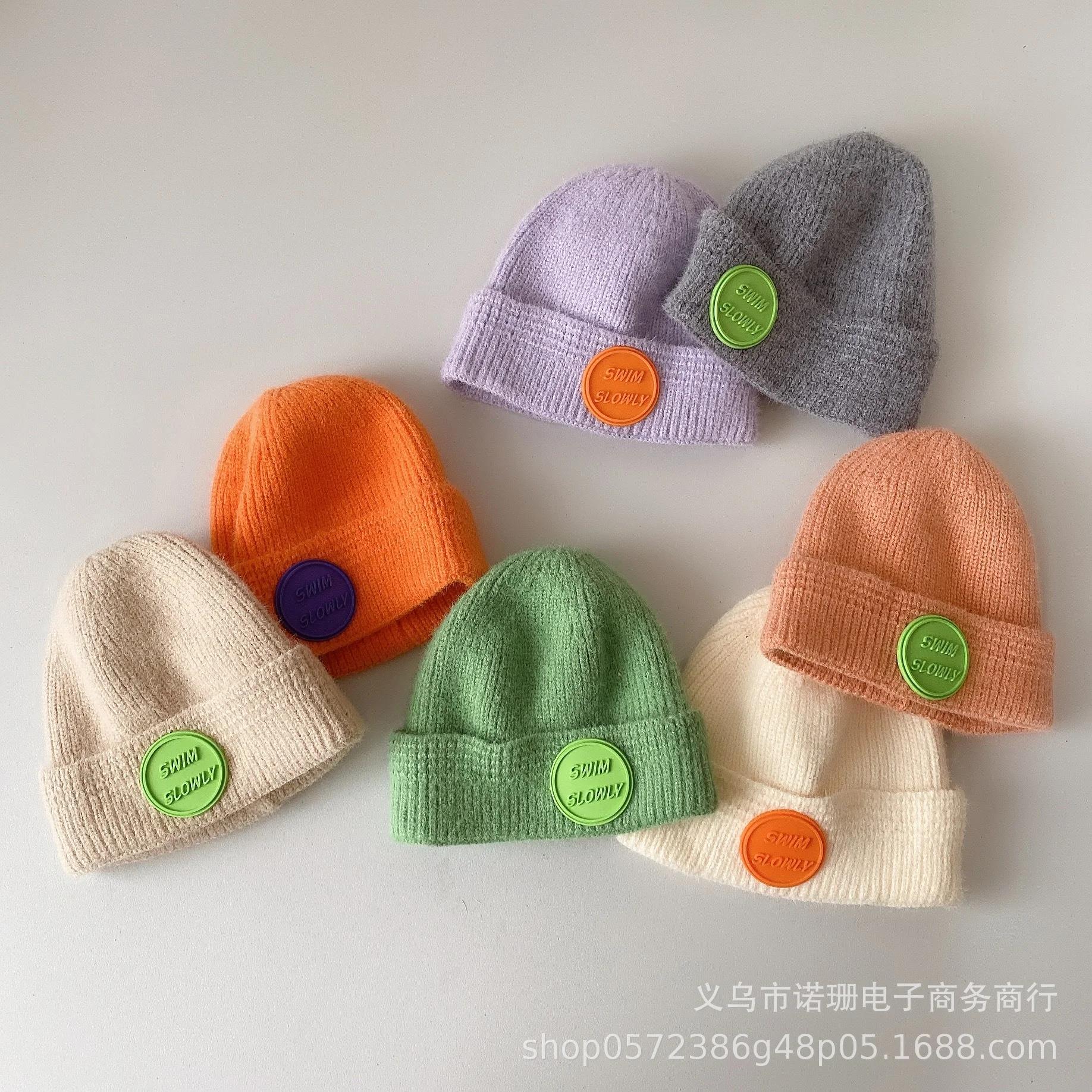 Children's  hat autumn and winter new style candy color pressure label baby knitted hat warm cover cap  hat