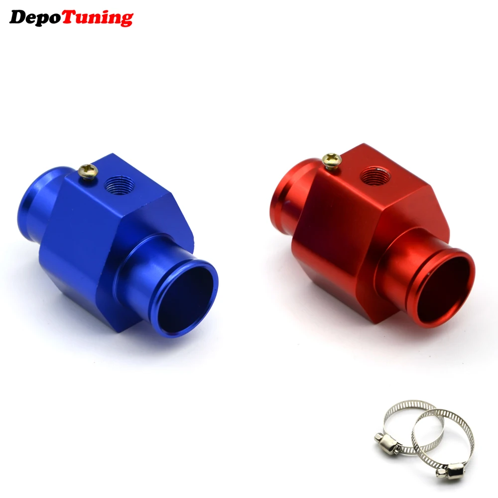 JDM Water Temperature Sensor Adapter Radiator Hose 1/8 NPT TEMP Hose 28MM 30MM 32MM 34MM 36MM 38MM 40MM With Logo Blue/Red