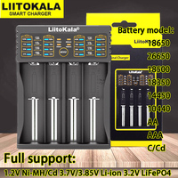 Liitokala18650 Charger USB input 1.2 3.7 3.2 v AA  AAA 18650 2665014500 16340 26650 4 slots Ni-MH Li-ion LiFePO4 Currency