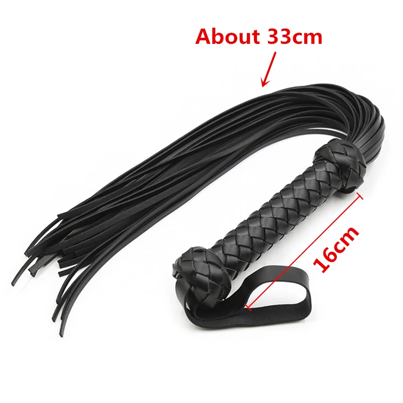 Fetish Black&Red PU Leather Whip Flogger Handle Spanking Paddle Knout Flirt BDSM Adult Game Erotic Sex Toys for Women Couples