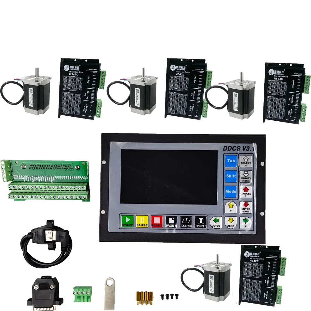 

CNC mach3 kit 1 4-axis controller DDCSV3.1 + 4 Leadshine drives M542C + 4 Leadshine stepper motors 57HS21A