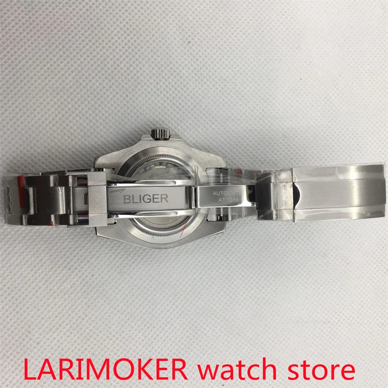 BLIGER ใหม่40มม.ผู้ชายนาฬิกา Sapphire Glass สแตนเลสสตีล Bezel Luminous Dial NH35การเคลื่อนไหวอัตโนมัตินาฬิกา