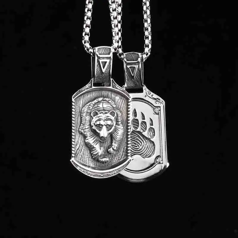 Beier 316L stainless steel Amulet Norse Viking Bear Animal Pendant Necklace Fashion Men gift  Fashion Pagan Jewelry LP413