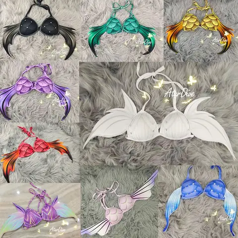 Denizkızı üst kanatları bikini profesyonel bar performans mayo maç denizkızı kuyruğu