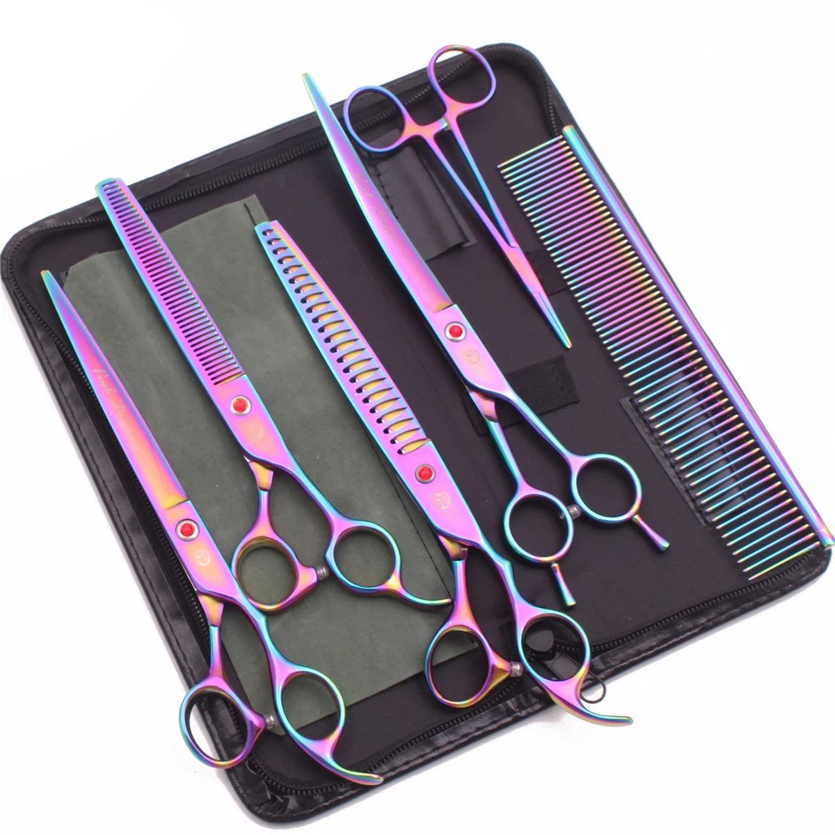 

Ножницы для ухода за собаками, розовые, 7,5 дюйма, 8 дюймов, парикмахерские ножницы для домашних животных, японские изогнутые ножницы для собак из нержавеющей стали, филировочные ножницы Chunker Z3005