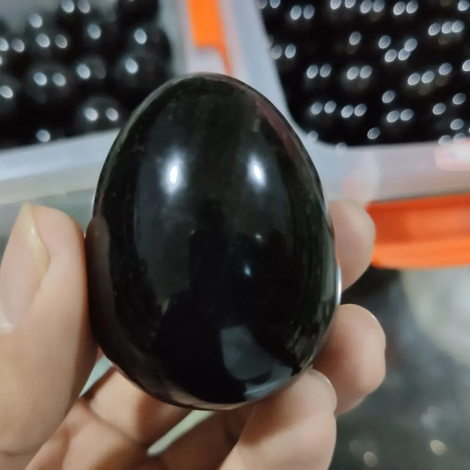 1pcs 5cm Egg Shaped Stone Gold Sheen Obsidian Rock Gemstone