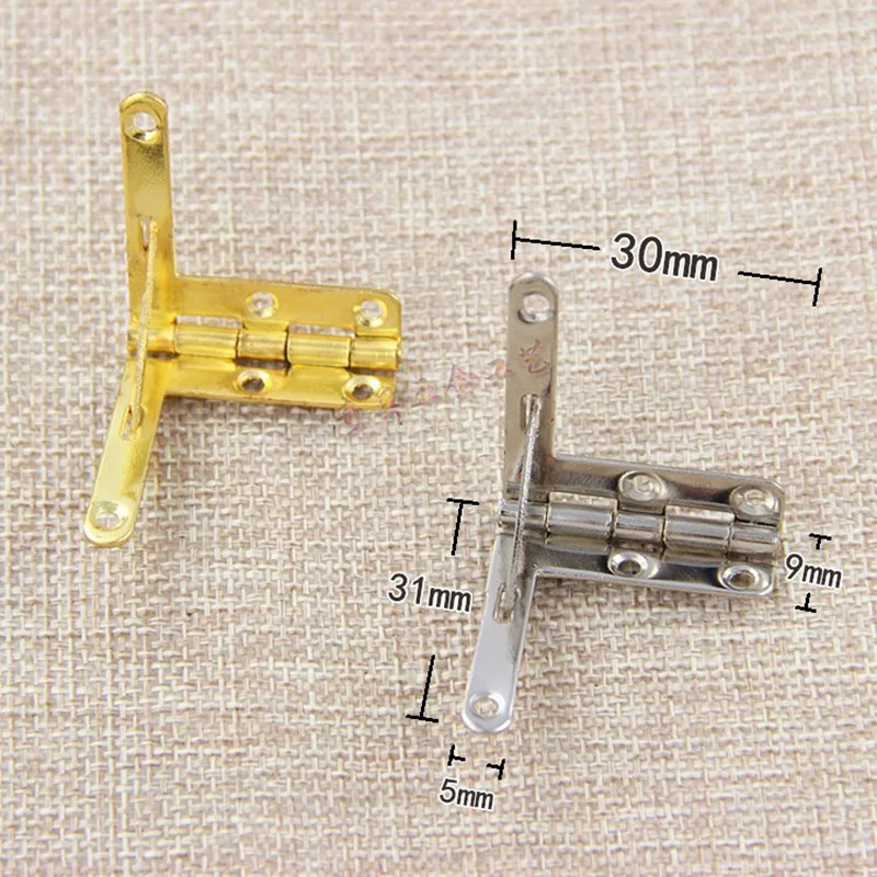 4PCS Golden hinge bisagra 90 degree angle furniture support spring hinge for wine box jewelry gift box furniture accessories