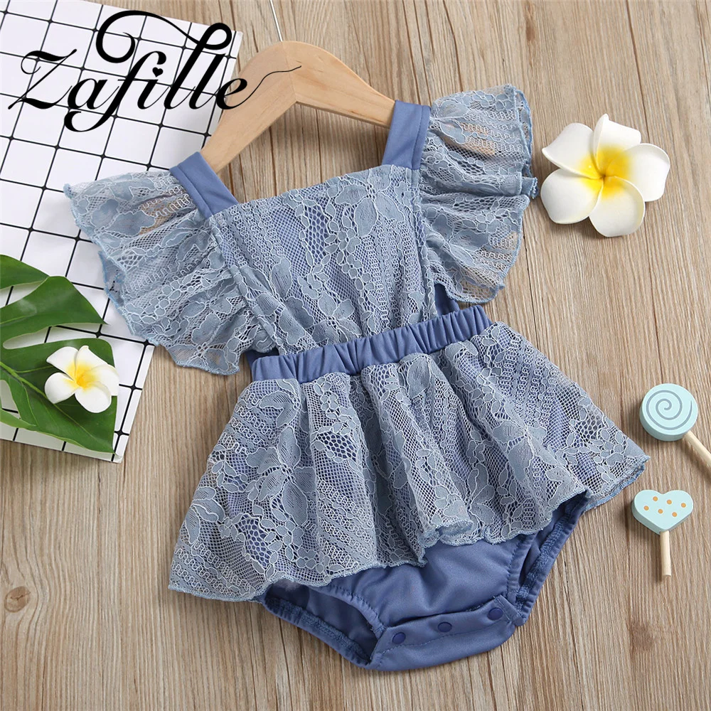 

ZAFILLE Solid Bodysuit For Newborns Lace Rompers Girls Baby Clothes Sweet Kids Toddler Costume Backless Children Girls Clothing