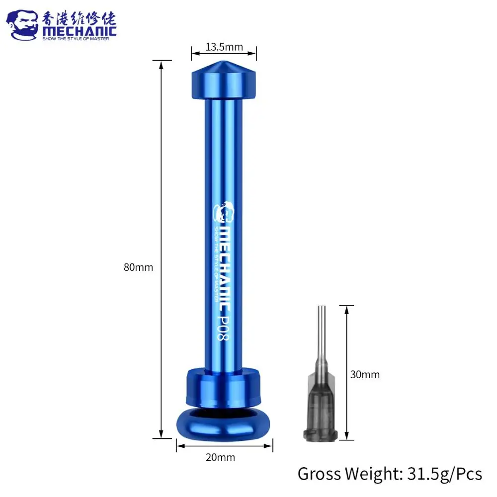 MECHANIC P08 P09 Aluminum Alloy Tube Piston Solder Paste Flux Booster Manual Syringe Plunger Dispenser Propulsion Repair Tool