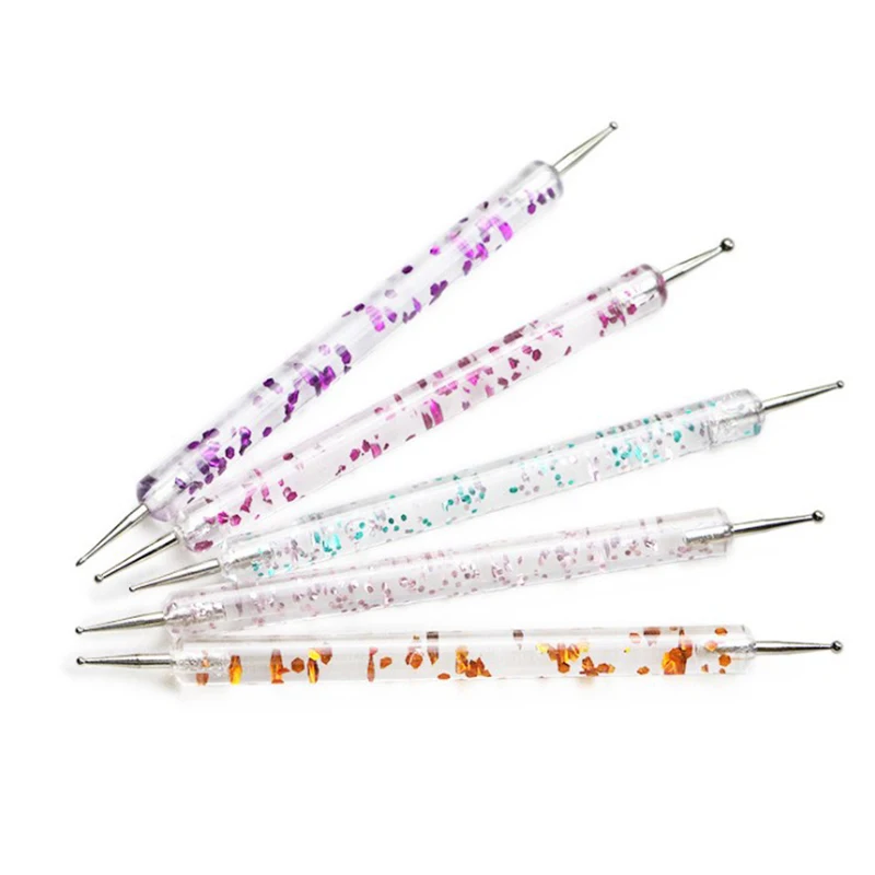 5Pcs/lot 2 Ways Dotting Tool Nail Painting Pen Marbleizing Nail Art Pen For Charm Manicure DIY Decoration Supply