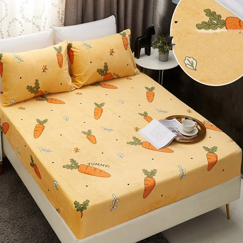 Cute Fruit Printed Anti-Wrinkle Bed Sheets, Modern And Simple Wind Fitted Sheet, Suitable For Children And Teenagers