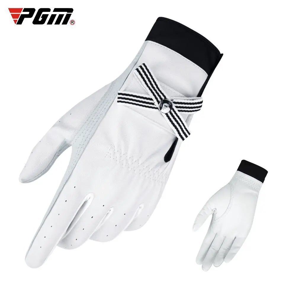 PGM Golf Gloves Women Sheepskin Breathable Palm Ladies Genuine Leather Sport Gloves Anti-Slip Training Mittens Elegant 1 Pair