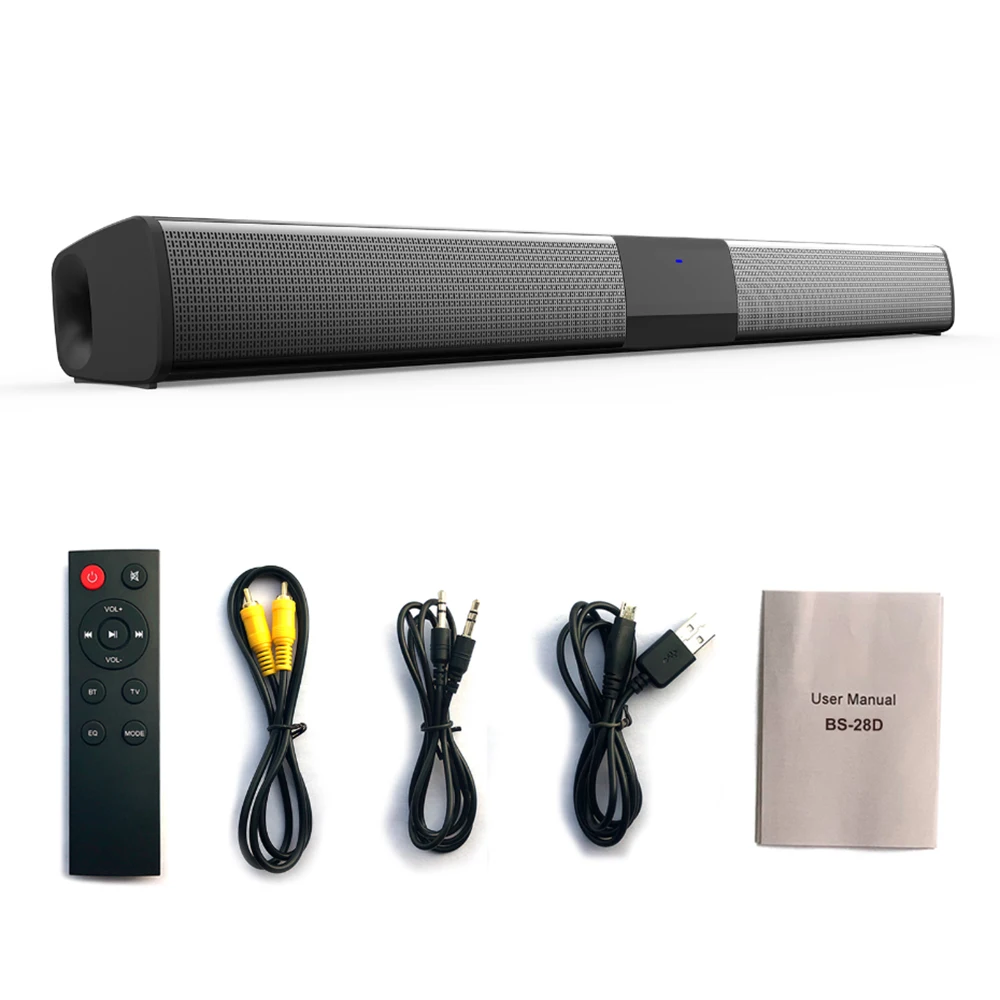 20W Wireless Bluetooth Soundbar Stereo Speakers Home Theater Audio TV Sound Bar Surround Sound Column Dual Subwoofer BS28E