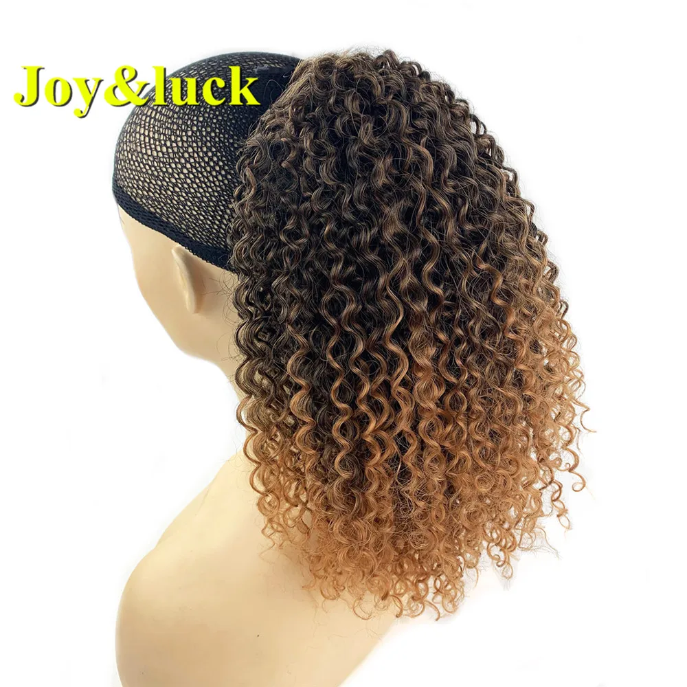 Joy&luck Afro Kinky Curly Puff Drawstring Ponytail Short Hair Bun for Black Women Synthetic Chignon Hair Style