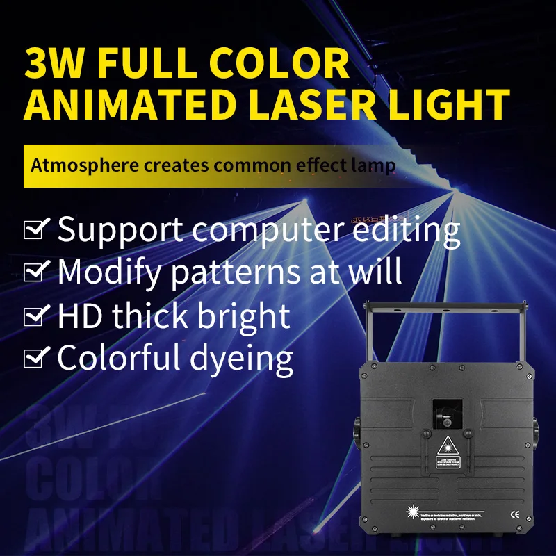 3W Rgb Stadium Laserlicht Dj Disco Laser Verlichting DMX512 Ilda Animatie Beam Laser Projector Voor Wedding Party Show