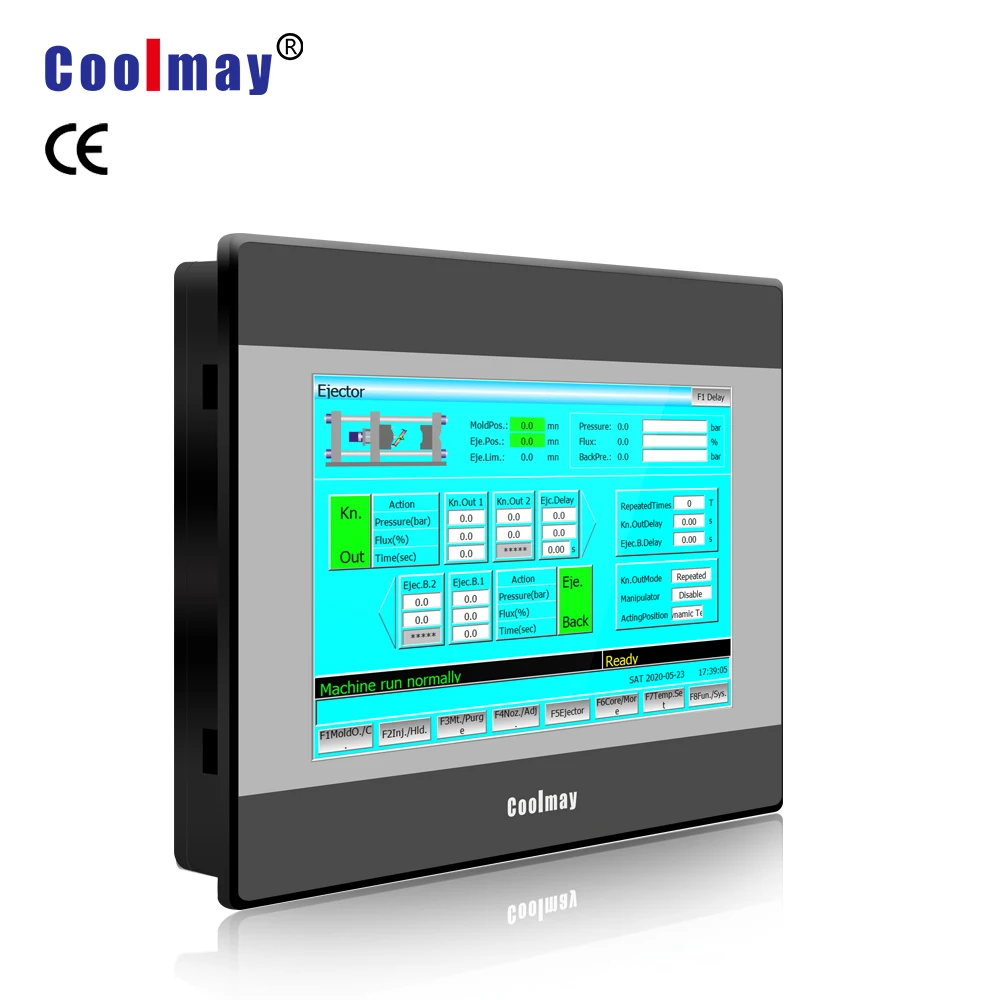 coolmay qm3g70fh44mrt 485p 232h polegada 24di 20do plc de programacao com painel de toque hmi integrado 01