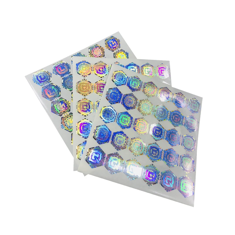 10000pcs Custom 3d Hologram Stickers Hot Stamping Holographic Rainbow Foil Silver Transparent Silver Anti-counterfeiting Labels