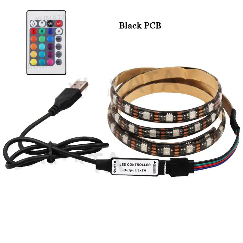 HEGEHE 5V USB LED Streifen RGB Licht 5050 24key / 44key Fernbedienung Kit USB Power Wasserdicht Flexible Led Band selbstklebende TV Hintergrundbeleuchtung 3