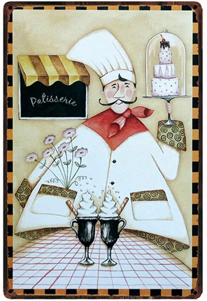 Chefs for Fine Desserts Novelty Parking Retro Metal Tin Sign Plaque Poster Wall Decor Art Shabby Chic Gift