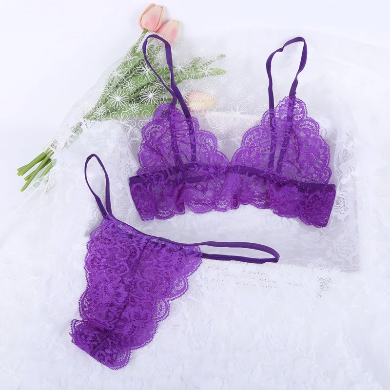 Lace Sexy Lingerie Set Hot Women Sleepwear V Neck Sleeveless Bralette And Pantie Intimate Lingerie Homewear Female Pyjamas