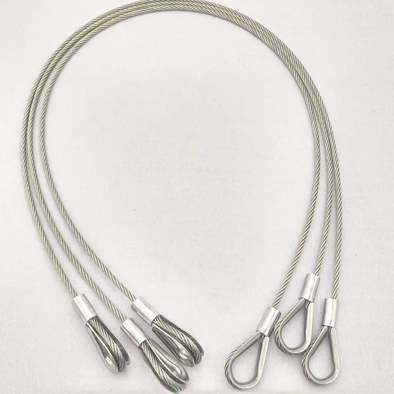 HQ CUSTOMIZED Stainless Steel Wire Rope Sling with Two Loops Fastened by Ferrule and Thimbles