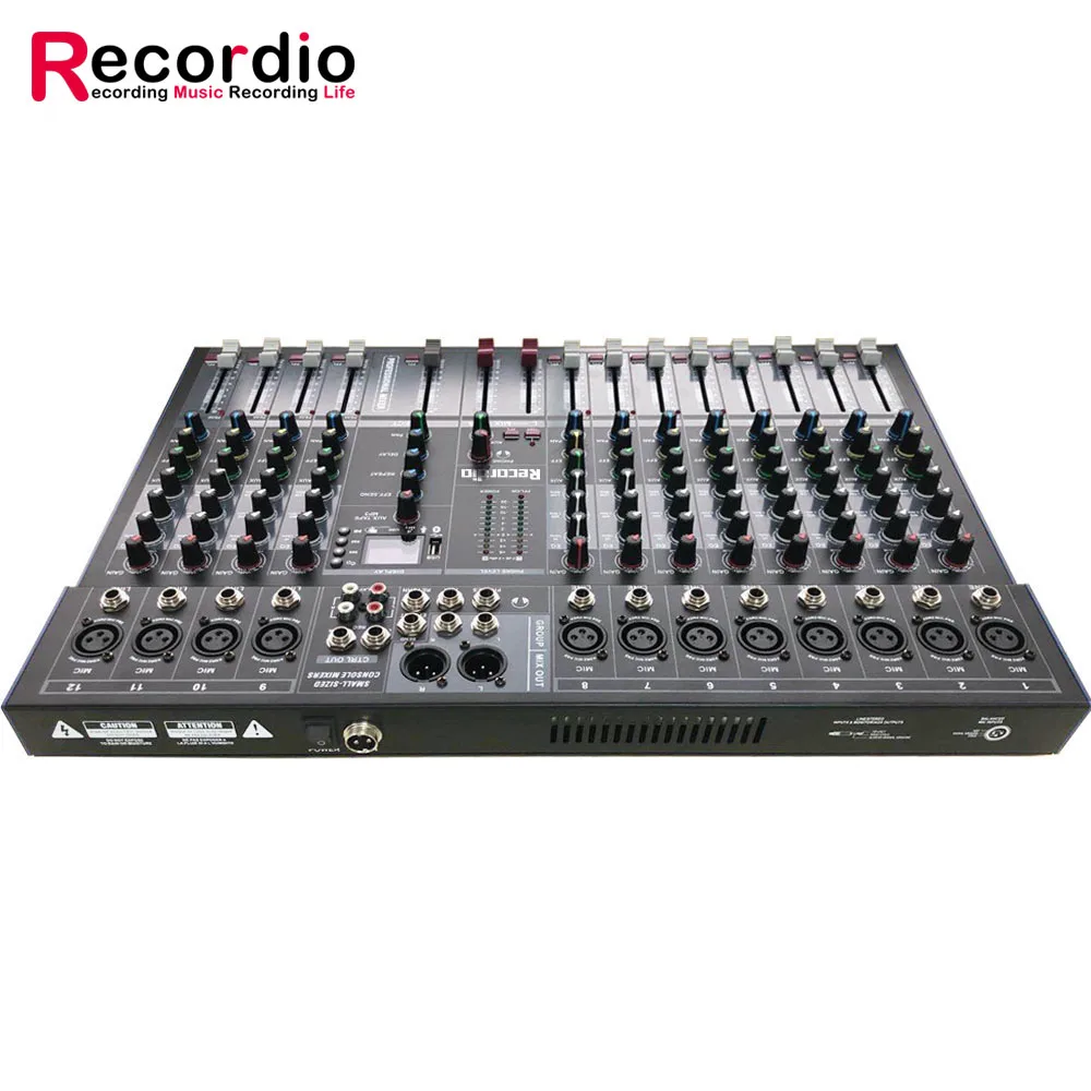 

GAX-ET12 Professional 12 channel mixer single group output Blueteeth with effect reverb for stage wedding performance